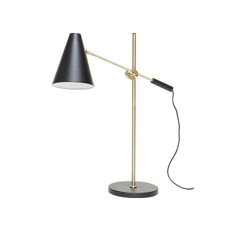 Skandynawska lampa biurkowa Iga czarna mosiądz